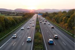 Freeway with few cars on the road